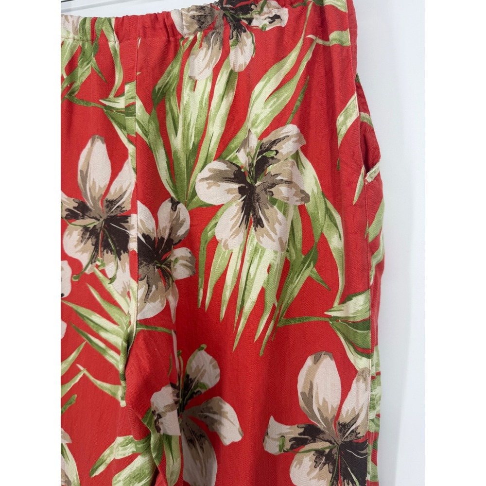 Valerie Stevens Womens Silk Cropped Pants Medium Tropical Resort Summer Beach - Picture 9 of 15